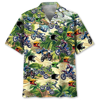 Dirt Bike Tropical Hawaiian Shirt for Men, Motocross Dirt Bike Race Day Aloha Vibes Hawaiian Shirt | Newhawaiianshirts