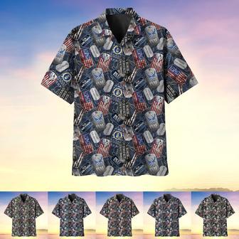 Dog Tag Pattern US Veteran MultiService Hawaii Shirt | Newhawaiianshirts CA