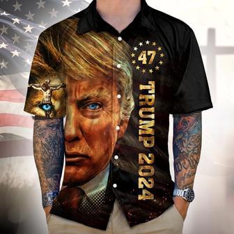 Donald Trump 2024 Jesus Hawaii Shirt 62498, Vote For Trump President Summer Shirt For Trump Fans | Newhawaiianshirts