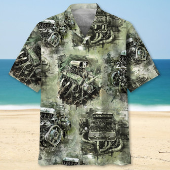 Drag Racing Engine Hawaiian Shirt for Racing Engine Lovers, Racer Hawaiian Shirt | Newhawaiianshirts