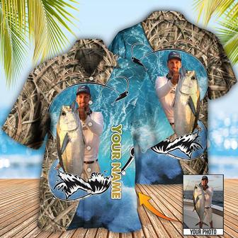 Fishing Blue Water Cool Custom Photo Personalized Hawaiian Shirt, Fishing Hobbies Hawaiian Shirt | Newhawaiianshirts AU