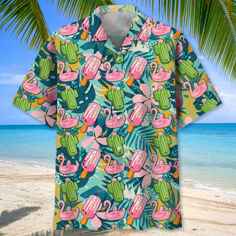 Flamingo Pink Ice Cream Hawaiian Shirt for Men, Women Summer Aloha Hawaiian Shirt | Newhawaiianshirts