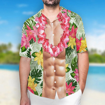 Funny Aloha Tropical Flowers Costume Men Unisex Hawaiian Shirt, Men Body Pattern Summer Hawaiian Shirt | Newhawaiianshirts