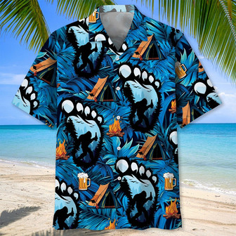 Funny Camping Bigfoot Beer Hawaiian Shirt for Men, Women, Camping Lovers Uniform Shirt | Newhawaiianshirts