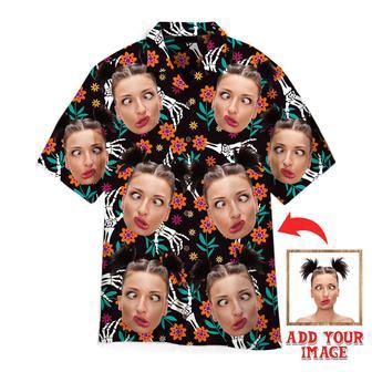 Funny Custom Face Your Photo On Mexican Flower Style Custom Hawaiian Shirt, Personalized Hawaiian Shirts, Custom Photo Hawaiian Shirt | Newhawaiianshirts CA