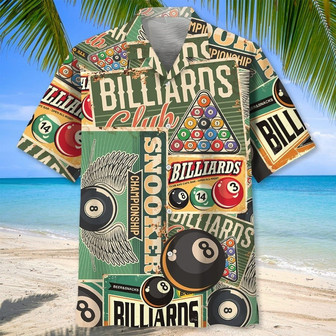 Funny Reto Billiard Hawaiian Shirt for Men Billiard Players, Custom Billiard Balls Hawaiian Shirt Summer Vibes | Newhawaiianshirts