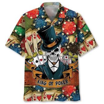 Funny Skull Casino Hawaiian Shirt for Men, King Of Poker Hawaiian Shirt | Newhawaiianshirts UK