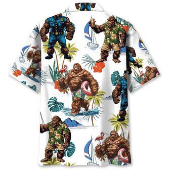 Funny Summer Bigfoot Hawaiian Shirt for Men, Tropical Bigfoot Hawaiian Shirt for Husband | Newhawaiianshirts