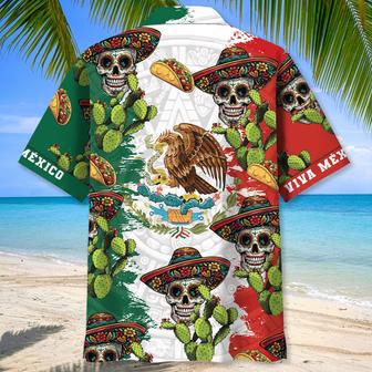 Funny Viva Mexico Skull Hawaiian Shirt, Cactus Mexico Aztecs Hawaiian Shirt Summer Vibes for Mexican | Newhawaiianshirts AU