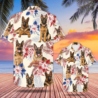German Shepherd Summer Unisex Hawaiian Shirt , Dog Lovers Hawaii Shirt Gift | Newhawaiianshirts