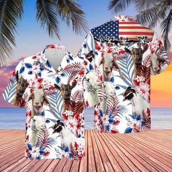 Goat United States Flag Hawaiian Shirt Flowers Theme Goat Summer Hawaiian Shirt for Farmers, Men, Women | Newhawaiianshirts