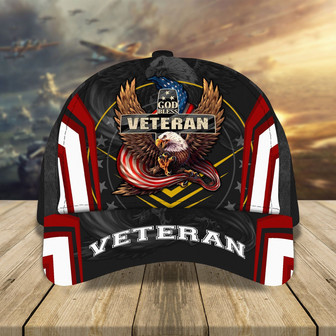 God Bless Veteran Classic Cap Multicolored Printed - Monsterry