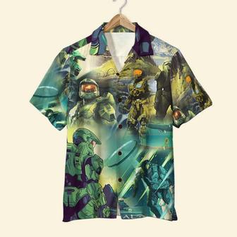 Halo Infinite Science-Fiction Artwork Hawaiian Shirt, Aloha Shirt | Newhawaiianshirts CA