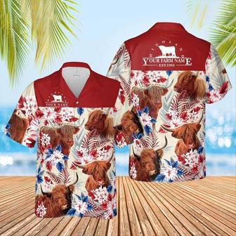 Highland Cattle Custom Name And Farm Name Hawaiian Shirt for Farmers | Newhawaiianshirts CA