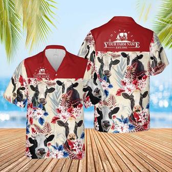 Holstein Cattle Custom Name And Farm Name Hawaiian Shirt for Farmers | Newhawaiianshirts CA