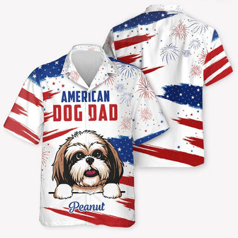 July Personalized American Dog Dad Dog Mom Hawaiian Shirt for Independence Day | Newhawaiianshirts