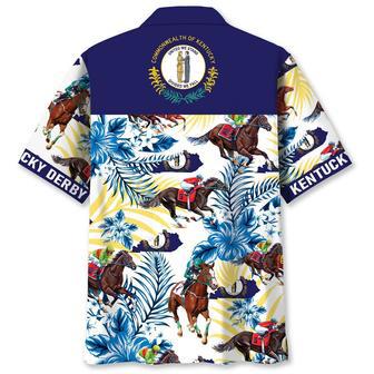 Kentucky Horse Racing Proud Hawaiian Shirt Blue Flowers for Horse Racers Summer Vibes | Newhawaiianshirts