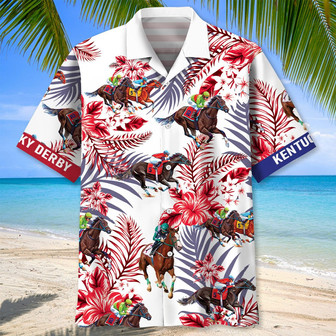 Kentucky Racing Flag Proud Hawaiian Shirt, Kentucky Tropical Flowers Racing Hawaiian Shirt | Newhawaiianshirts