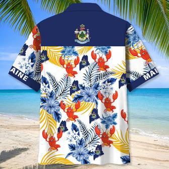 Maine State Lobster Tropical Hawaiian Shirt for Men, Women, Maine State Flag Hawaiian Summer Beach Shirt | Newhawaiianshirts DE