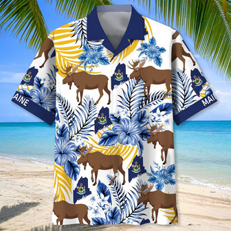 Maine State Proud Hawaiian Shirt for Men, Women, Maine State Flag Hawaiian Summer Beach Shirt | Newhawaiianshirts