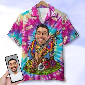 Man With Magic Background Custom Photo Hawaiian Shirt, Aloha Shirt, Hawaiian Shirt for Men | Newhawaiianshirts AU