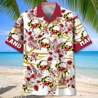 Maryland Proud Crab Tropical Hawaiian Shirt for Men, Women, Maryland Flag Summer Beach Shirt | Newhawaiianshirts