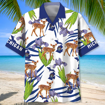 Michigan State Proud Tropical Flowers Hawaiian Shirt for Men, Women, Michigan Summer Beach Shirt | Newhawaiianshirts