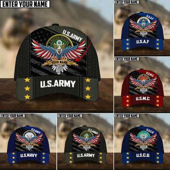 Multiple Color American Veteran Personalize Name Cap - Monsterry