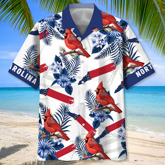 North Carolina Proud Cardinal Bird Hawaiian Shirt for Men, Women, North Carolina Squirrel Tropical Hawaiian Summer Beach Shirt | Newhawaiianshirts
