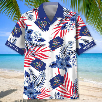 North Dakota State Proud Hawaiian Shirt for Men, Women, North Dakota Flag Hawaiian Summer Beach Shirt | Newhawaiianshirts
