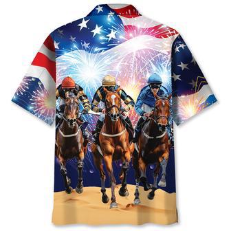 of July Horse Racing Us Flag Hawaiian Shirt for Men, Women Independence Day Horse Racing Lovers | Newhawaiianshirts UK