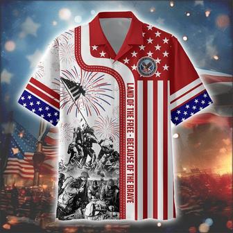 Of July Premium Proudly Served US Veteran Hawaiian Shirt Gift For Husband, Dad, Grandpa | Newhawaiianshirts DE