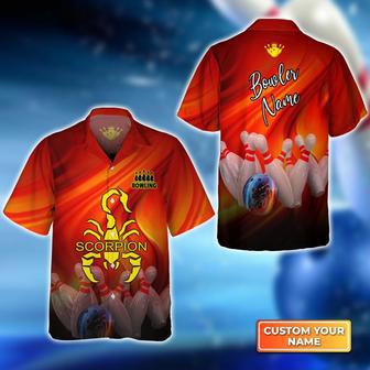 Orange Bowling Jersey Scorpion Personalized Name Hawaiian Shirt Gift For Bowler | Newhawaiianshirts AU