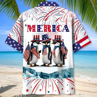 Penguin USA of July Hawaiian Shirt for Men, Women, Penguin Lovers | Newhawaiianshirts UK