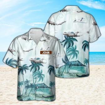 Personalized Bombardier Challenger 300 Hawaiian Shirt for Men Dad Veteran, Patriot Day Gift for Husband | Newhawaiianshirts UK