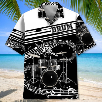 Personalized Drum Black and White Hawaiian Shirt for Drummer, Men, Women | Newhawaiianshirts