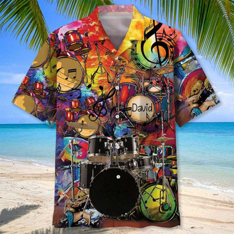 Personalized Drum Multi Color Hawaiian Shirt for Drummer, Drum Tropical Aloha Hawaiian Shirt for Men, Women | Newhawaiianshirts