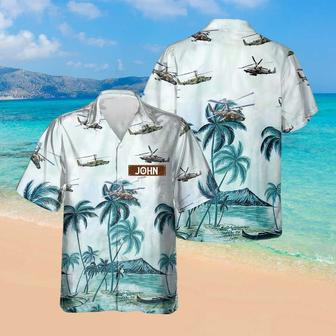 Personalized Kamov Black Shark Hawaiian Shirt for Men Dad Veteran, Patriot Day, Gift for Husband | Newhawaiianshirts CA