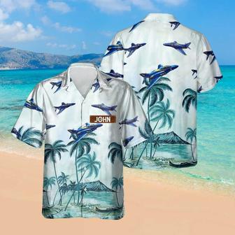 Personalized Phantom II Naval Blue Angels Hawaiian Shirt for Men Dad Veteran, Patriot Day, Gift for Husband | Newhawaiianshirts AU