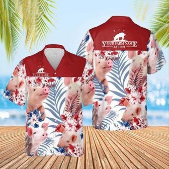 Pig Custom Name And Farm Name Hawaiian Shirt for Farmers | Newhawaiianshirts UK