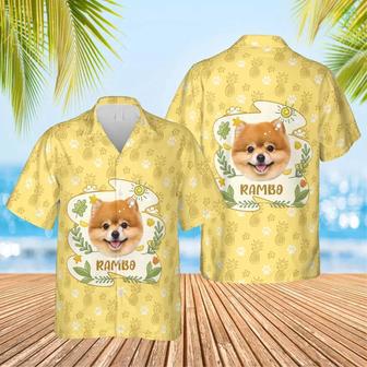 Pineapple And Dog Paw Print Hawaiian Custom Name And Image Funny Summer Beach Hawaiian Shirt | Newhawaiianshirts AU