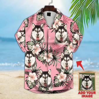 Pink Tropical Flower Hawaiian Shirt Dog Photo Custom, Dog Aloha floral Pattern Shirt, Gift for Dog Lover | Newhawaiianshirts AU