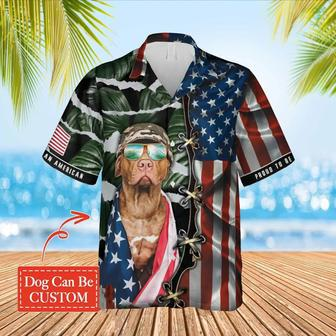 Proud To Be An American Hawaiian Funny Dog Custom Image Summer Shirt, US Flag Shirt, Shirt for Dog Lover | Newhawaiianshirts AU