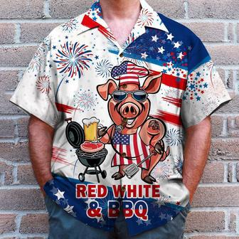 Red White And BBQ Grill Hawaiian Shirt | Newhawaiianshirts CA