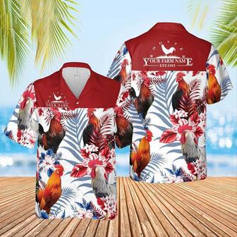 Rooster Custom Name And Farm Name Hawaiian Shirt for Farmers | Newhawaiianshirts UK