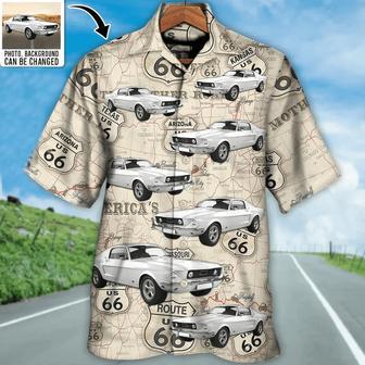 Route 66 Car Racing Car Lover Custom Photo Hawaiian Shirt Personalized Photo Gifts for Men | Newhawaiianshirts