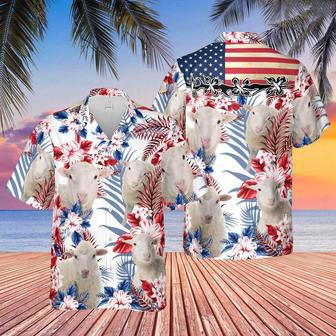 Sheep US Flag Tropical Aloha Hawaiian Shirt for Farmers, Men, Women, Sheep Lovers | Newhawaiianshirts UK