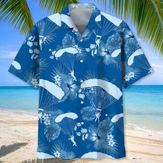 Skydiving Blue Tropical Hawaiian Shirt for Men, Women, Skydiving Lovers | Newhawaiianshirts CA