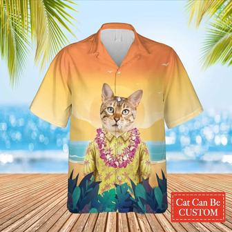 Summer Beach And Cool Cat Hawaiian Custom Image Face Cat Beach Shirt Hawaiian, Gift for Dog Cat Lover | Newhawaiianshirts DE