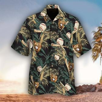 Tropical Leaves Baseball Hawaiian Shirt, Hawaiian Shirt for Baseball Lover | Newhawaiianshirts DE